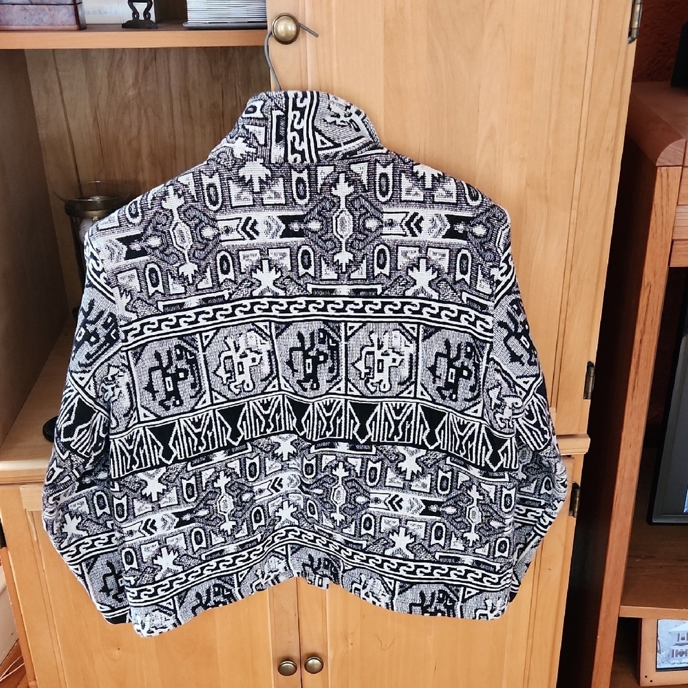 Chico's Black and White Patterned Jacket - Picture 3 of 3